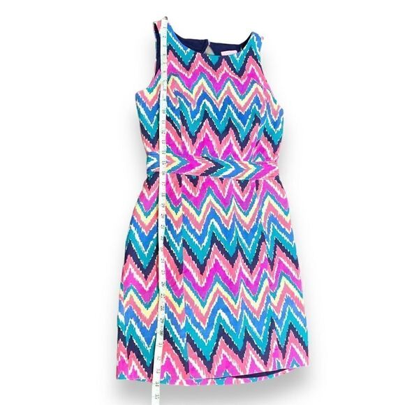 Lilly Pulitzer Kirkland Hearts A Flutter Chevron Keyhole Back Colorful Dress - 4 - Picture 13 of 14